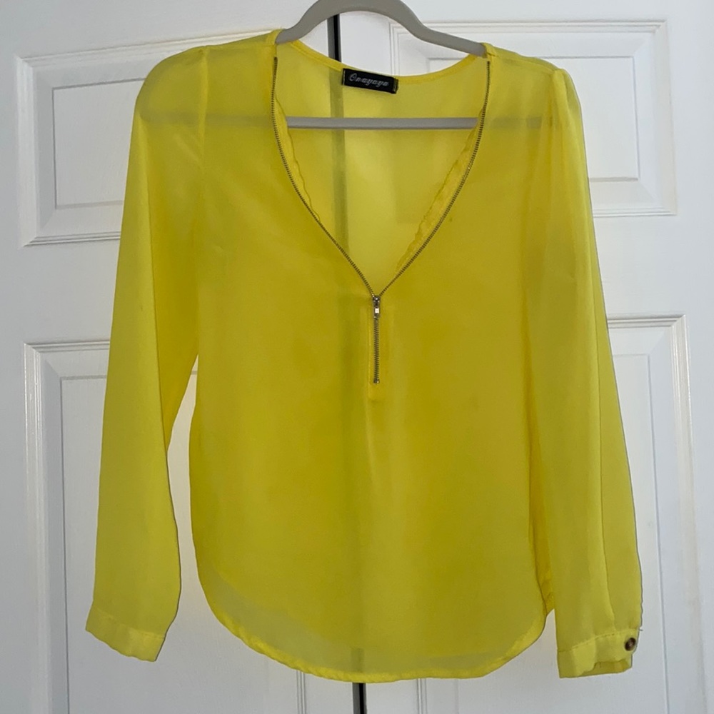 Onayaya sheer zip up blouse